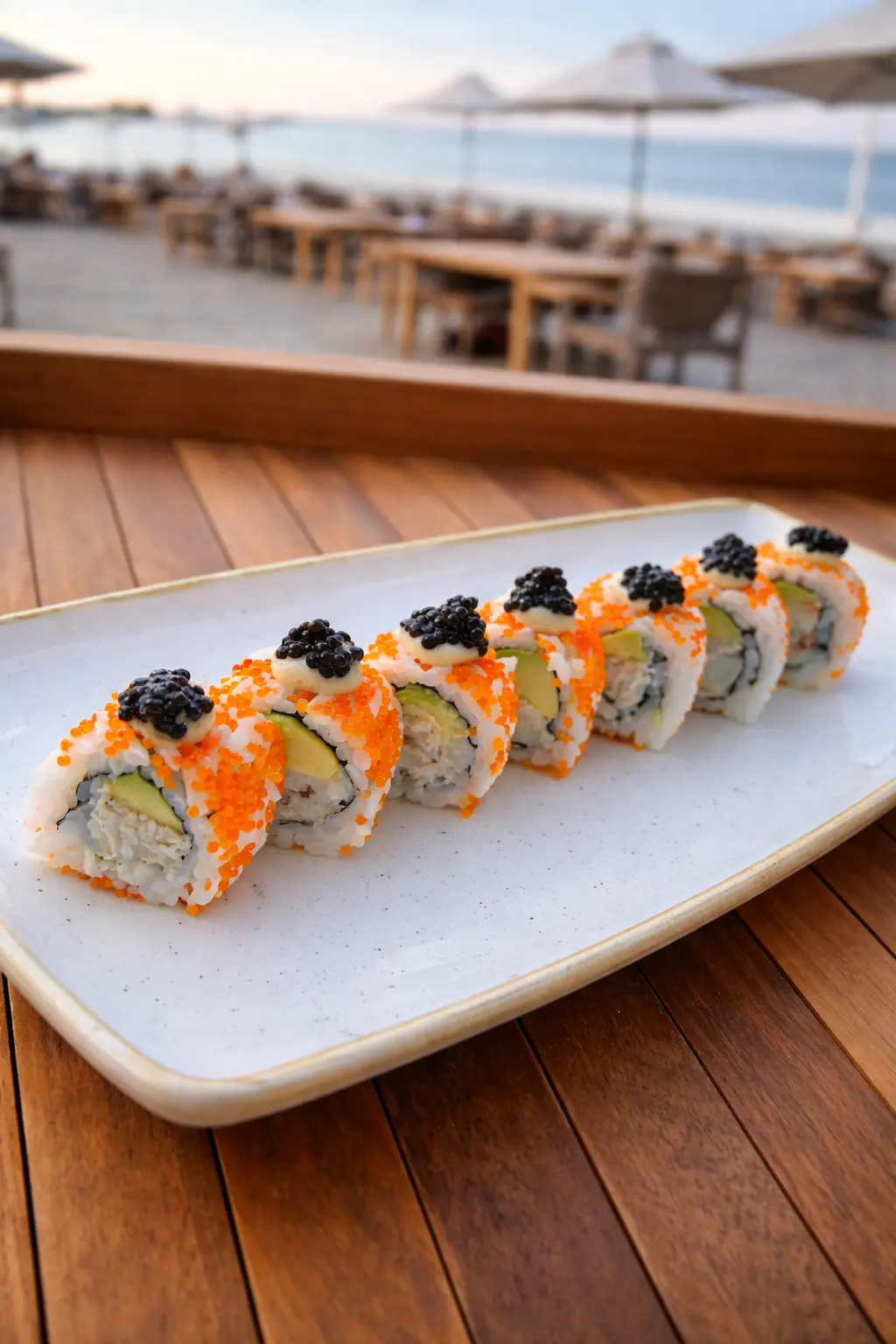 Sushi sur plage privee et restaurant